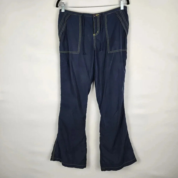 Vintage Anchor Blue Cargo Pants SZ 5 Blue Yellow Y2K Skater Zip Hem Womens - Picture 1 of 11